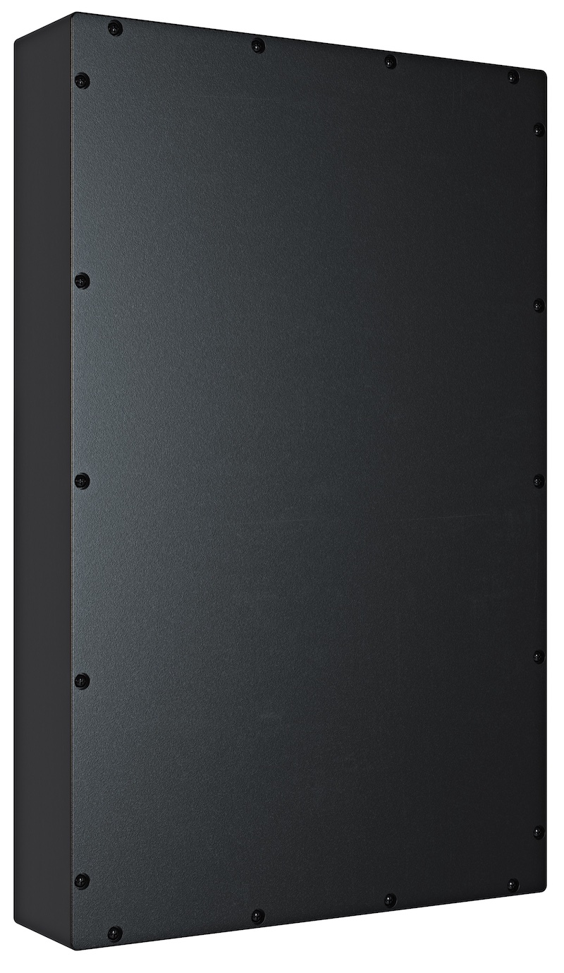 Sonance Is-8 Enclosure Black metal electrical enclosure with a screw-fastened front panel.