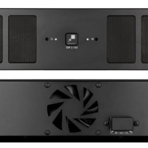 Sonance DSP-3 digital signal processor amplifier rackmount with front ventilation panels, centered display, and rear panel inputs and outputs.