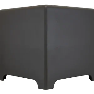 Black cube-shaped plastic planter with rounded corners and short recessed feet.