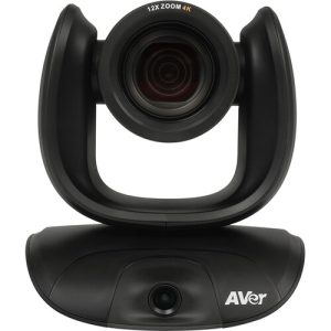 AVer 4K PTZ camera with 12x zoom on curved black base