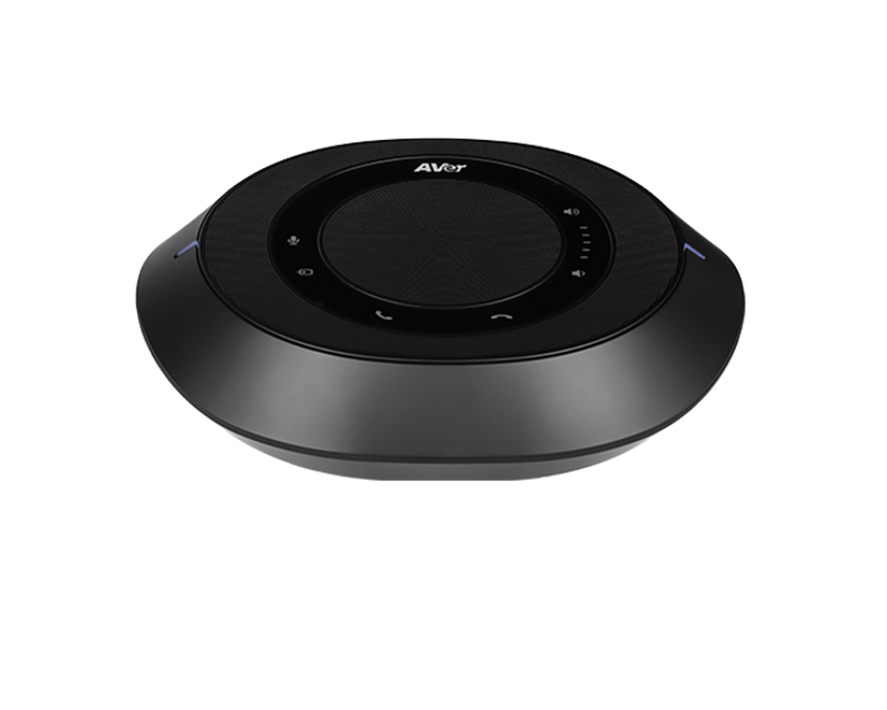 Aver Vc520Pro Aver conference speakerphone with round black top and silver-gray base.