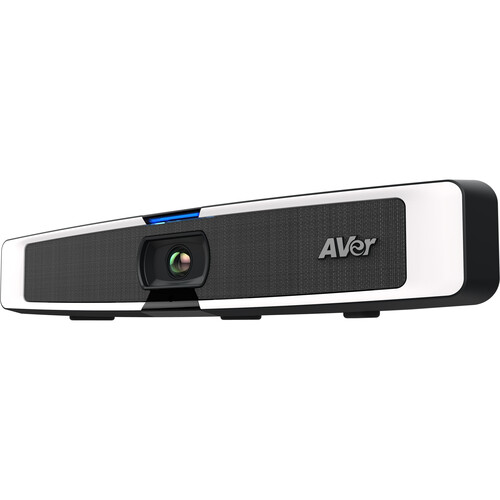 Aver Vb130 Aver portable projector with central lens, black front panel, white body, and blue status indicator.
