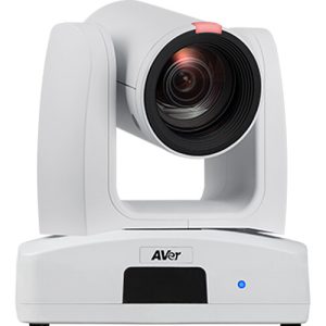 AVer white PTZ camera on a compact base with a prominent lens.