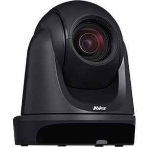 AVer PTZ conference camera, black dome with front lens and sturdy base.