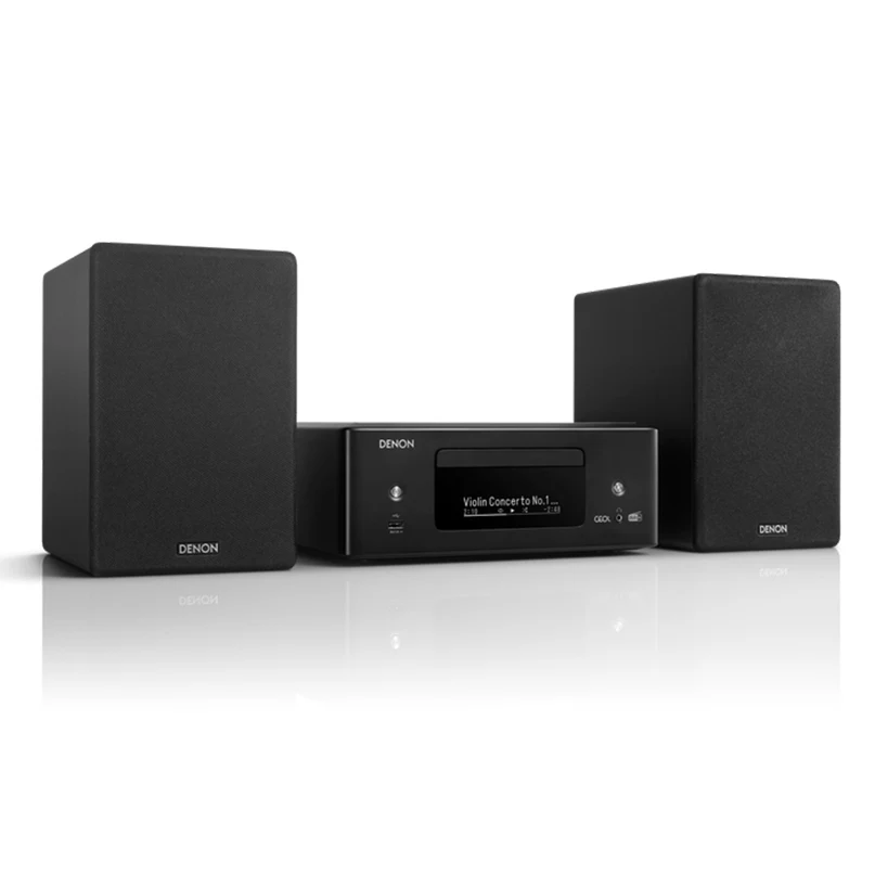 Denon Ceol N12Dab Denon compact stereo system with two black bookshelf speakers and a front-panel display.
