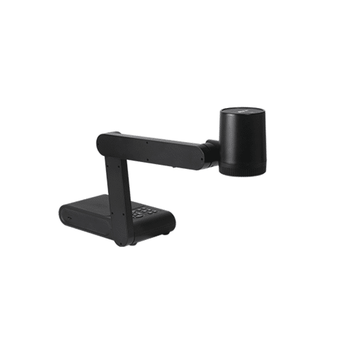 Aver M90Uhd Black adjustable led desk lamp with two-segment arm and cylindrical head.