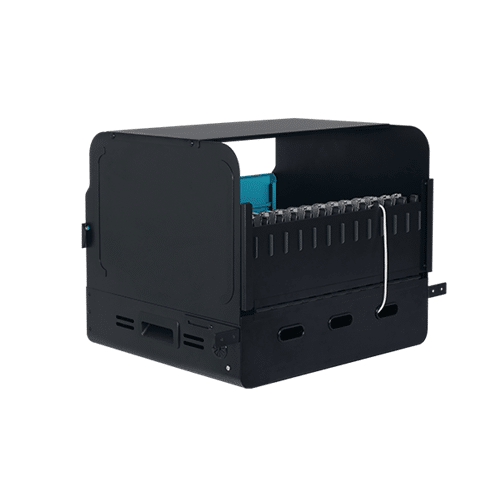 Aver E12 Black metal terminal block enclosure with a row of screw terminals and a blue internal module.