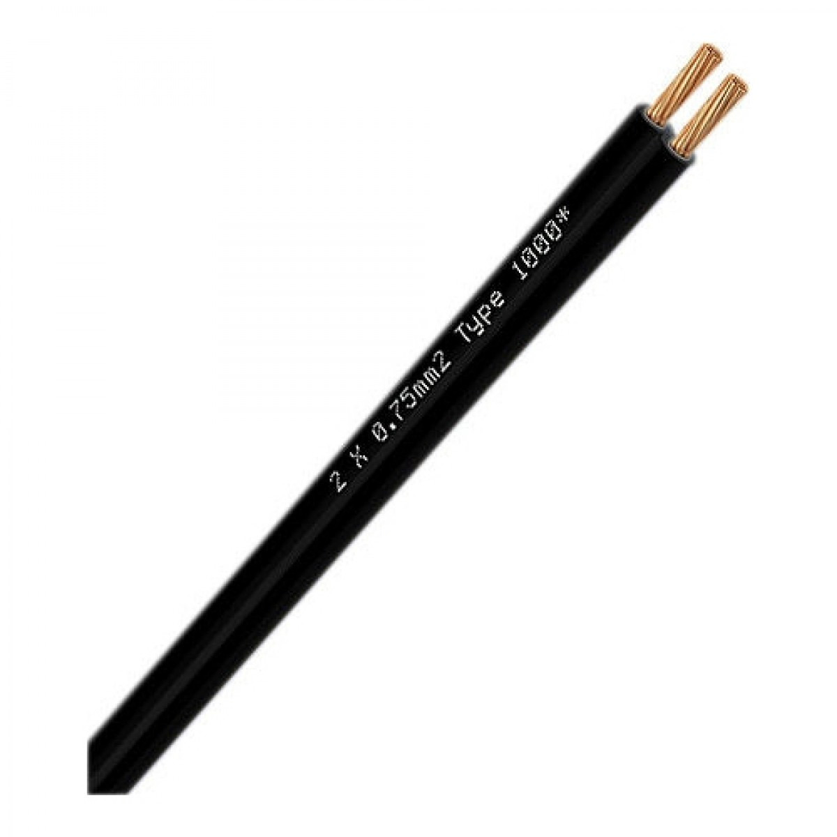 Oehlbach Ob-1004 Black two-core electrical cable, 0. 75 mm2 per conductor, copper conductors exposed at ends.
