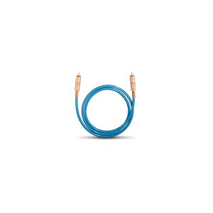 Blue braided RCA audio cable with gold-plated male connectors on each end.
