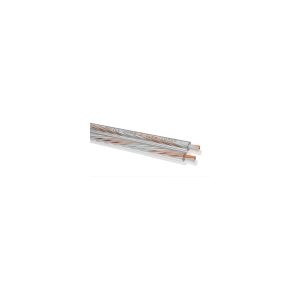 Two clear plastic-sleeved electrical cables with copper conductors and orange end caps.