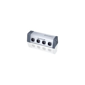 Oehlbach Analogue Outlets four-outlet power strip with brushed aluminum body and dark gray ends
