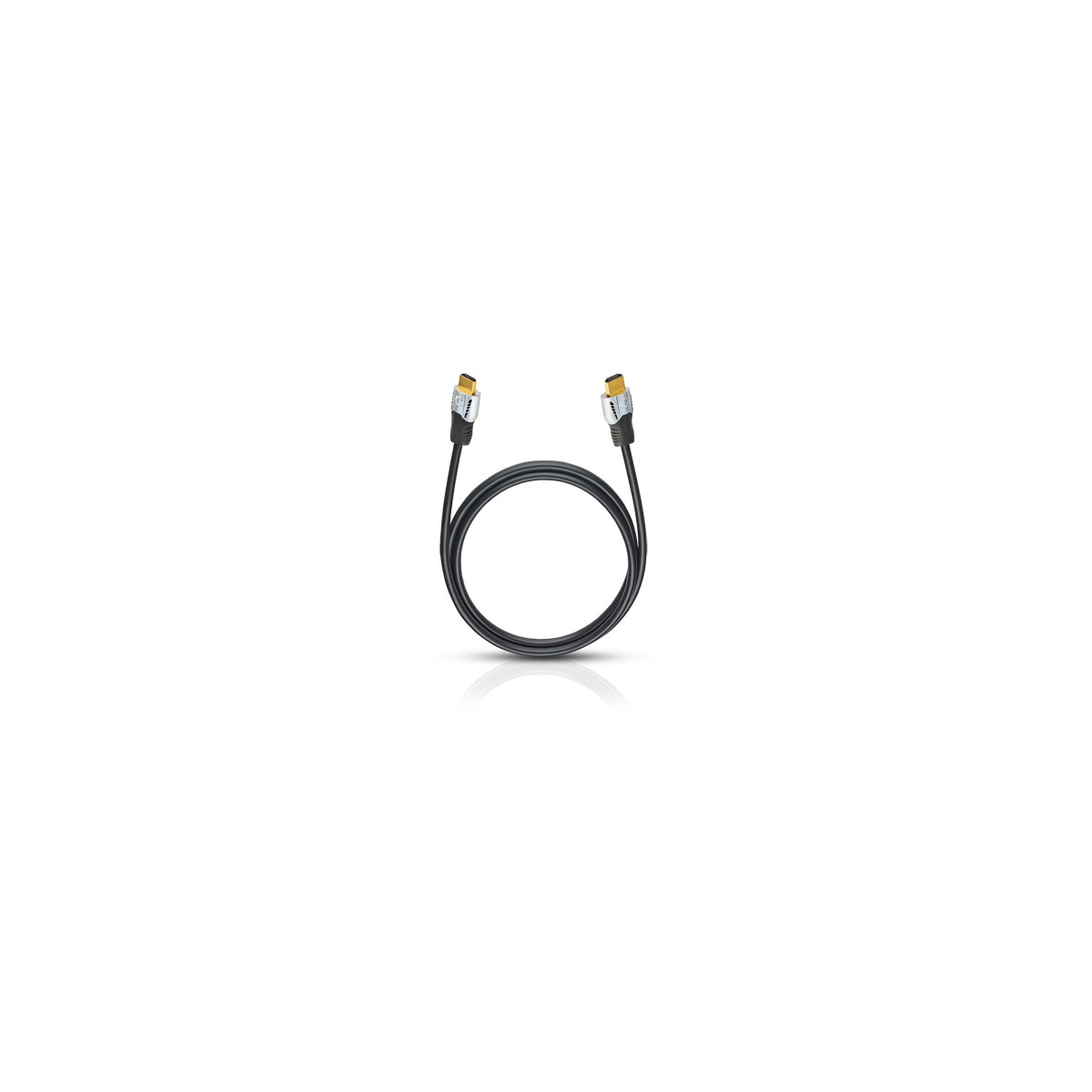 Oehlbach Ob-42505 Black hdmi cable with gold-plated connectors, two-ended, coiled in the center.