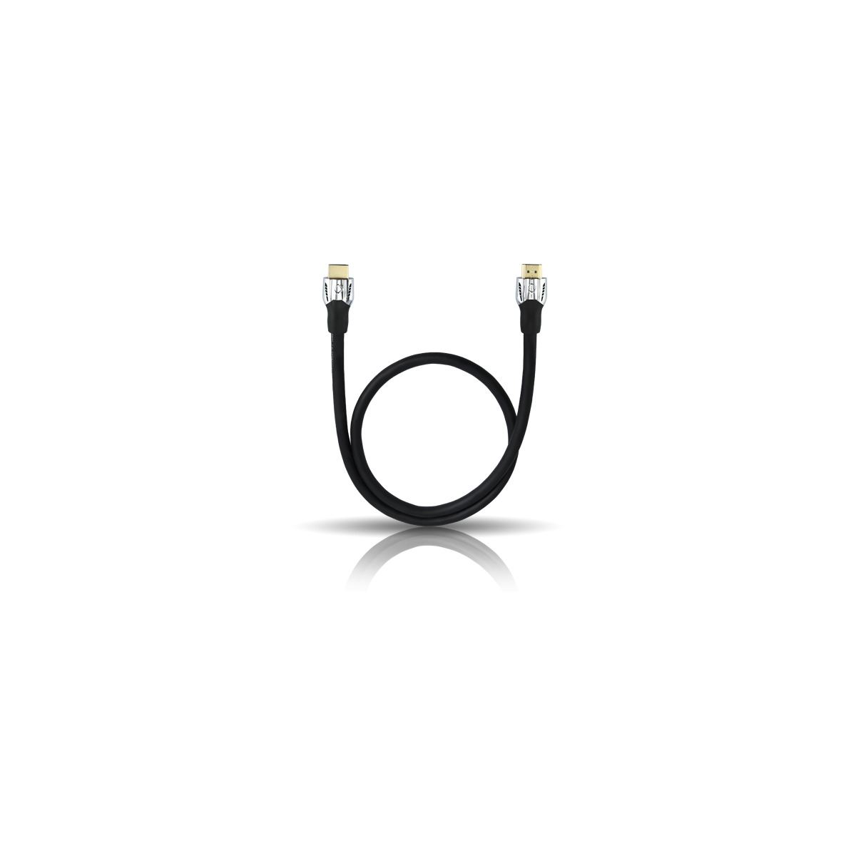 Oehlbach Ob-42505 Black usb-c to usb-a cable with gold-plated connectors.