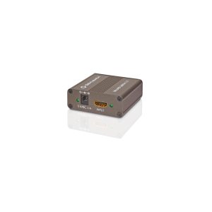 Delock UltraHD HDMI splitter 1x2 with 5V power input and HDMI input port.