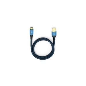 SSK blue braided USB-C to USB-A charging and data cable.