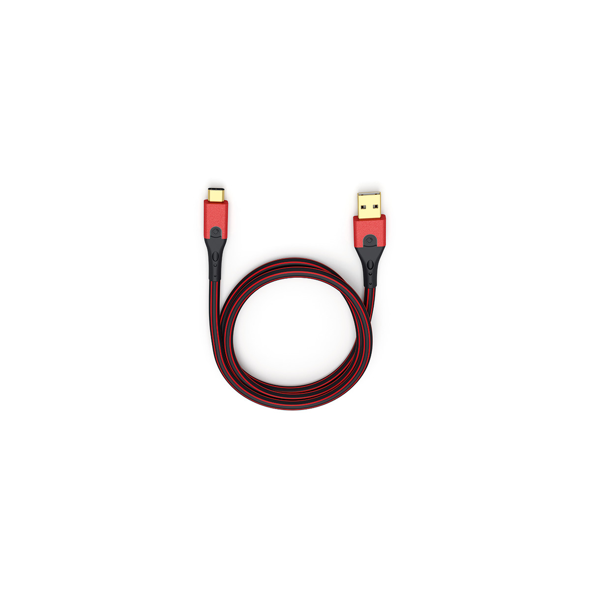 Oehlbach Ob-9443 Braided red-and-black usb-c to usb-a charging cable with gold-plated connectors.