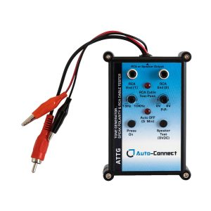 Auto-Connect tone generator and RCA cable tester with dual RCA outputs and red/black test leads.