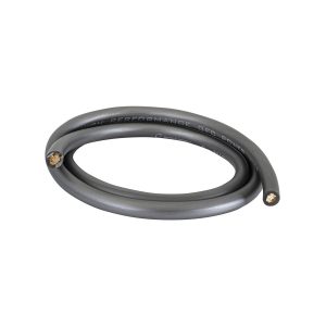 Auto-Connect high-performance OFC power cable, black sheath, two-conductor with exposed copper cores.