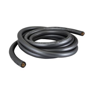 Auto-Connect high-performance power wire with thick black insulation and exposed copper strands.