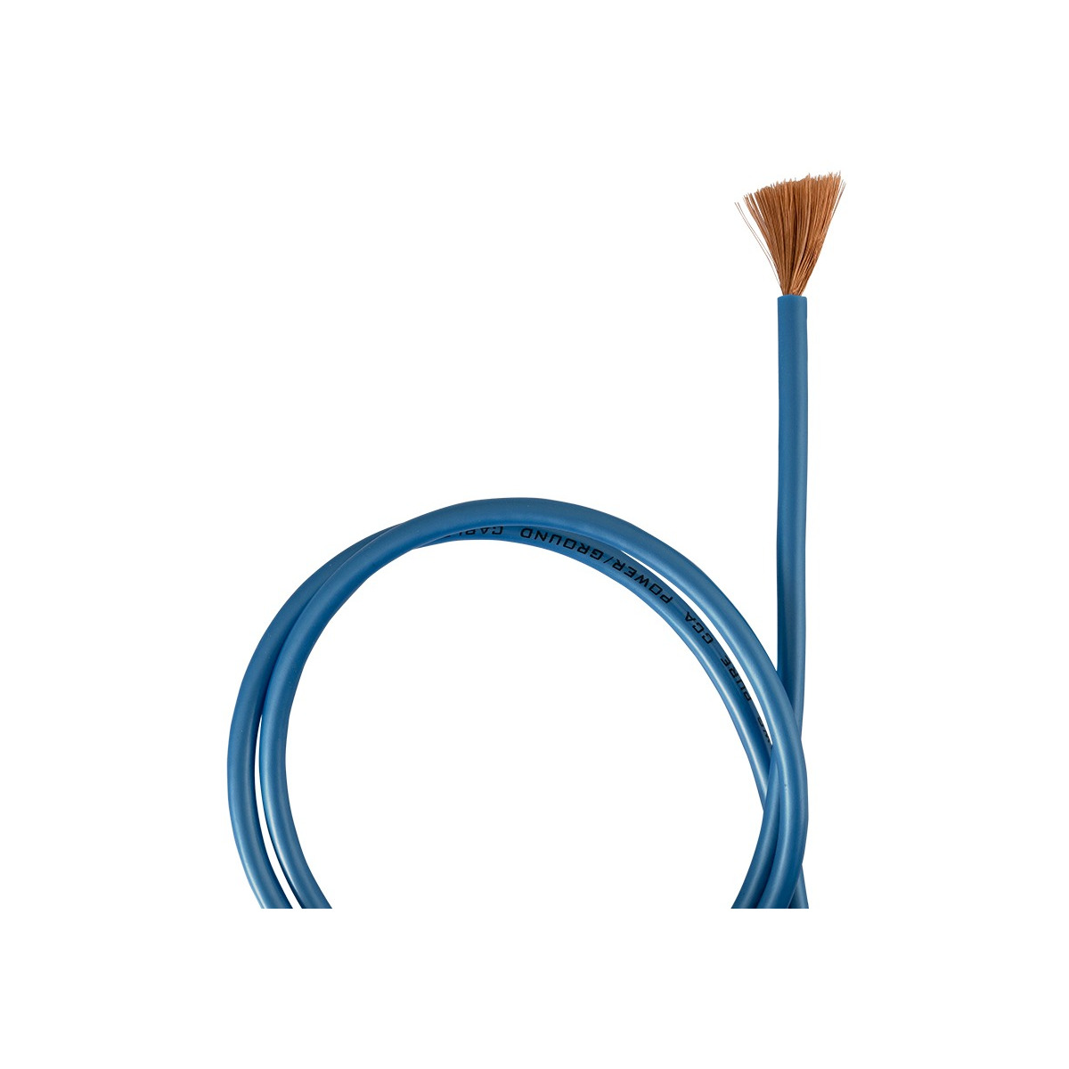Auto-Connect Cca108Bu Blue insulated wire with exposed copper strands at the end.