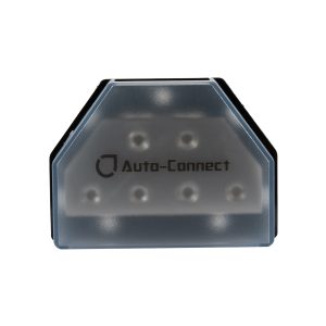 Auto-Connect connector housing with translucent blue cover, black frame, and hexagonal top shape.