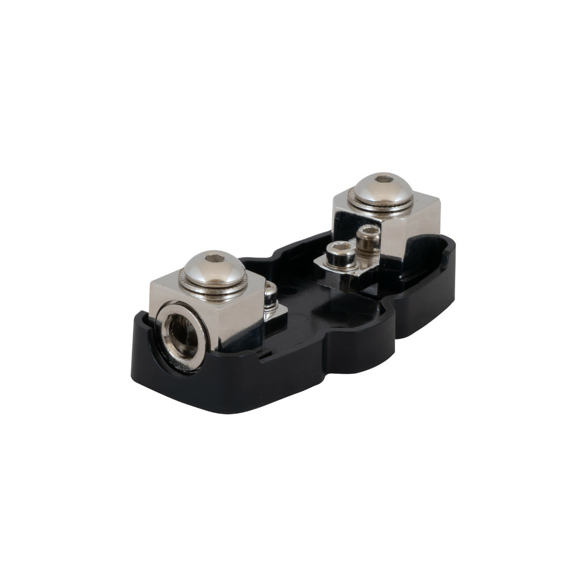Auto-Connect Fhlanl1 Dual automotive battery terminal block with chrome-plated posts on a black plastic base.