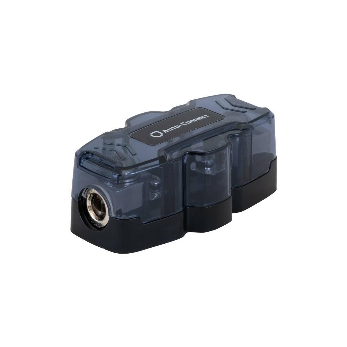 Auto-Connect Fhlanl1 Auto-connect two-port inline connector module with translucent blue housing and metal contact port.