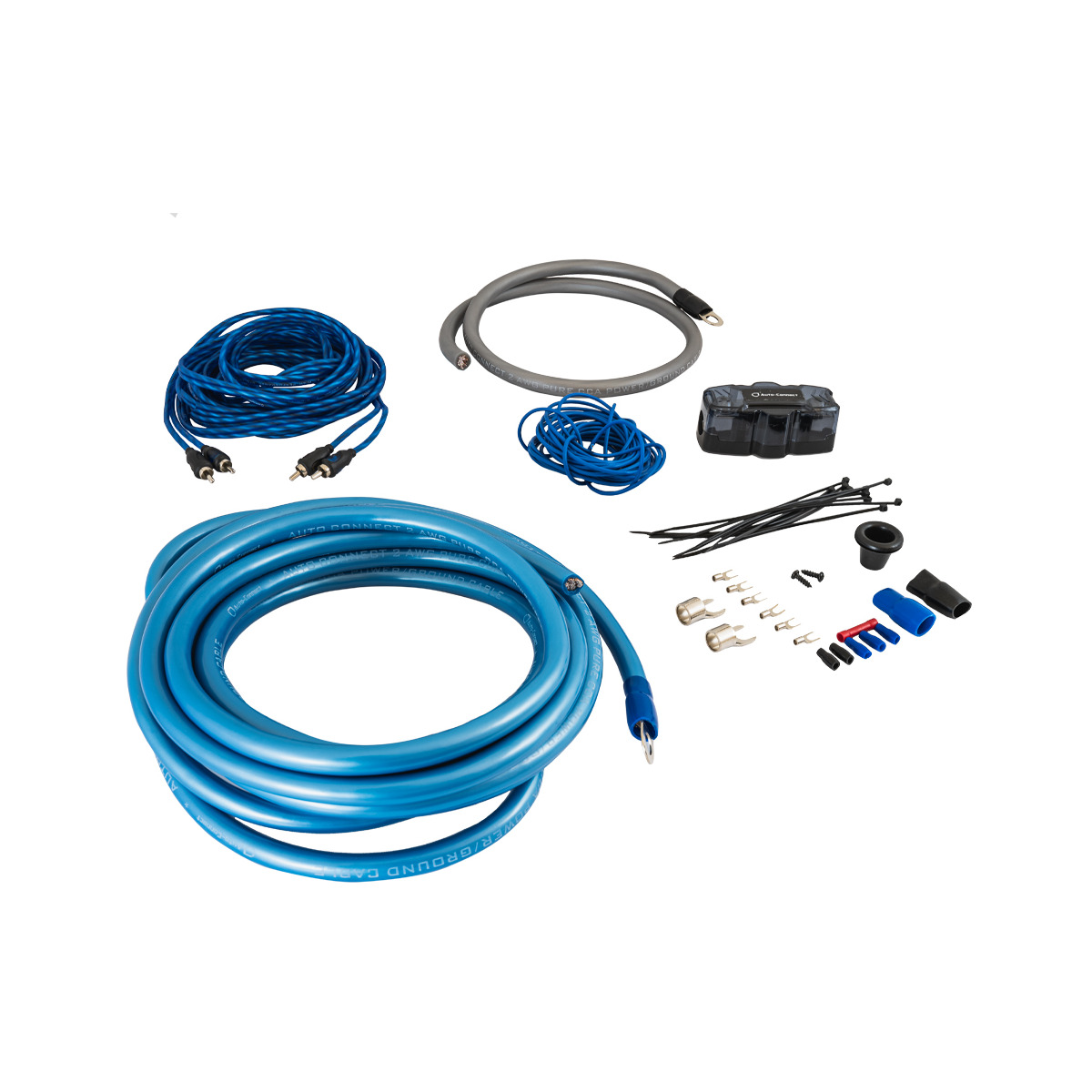Auto-Connect Pk352Cca Automotive battery charging and maintenance kit with blue power cables, clamps, and assorted connectors.