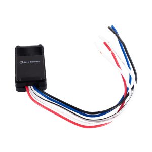 Auto-Connect wiring harness module with a black ribbed enclosure and multi-color wires including red, white, blue, and black.