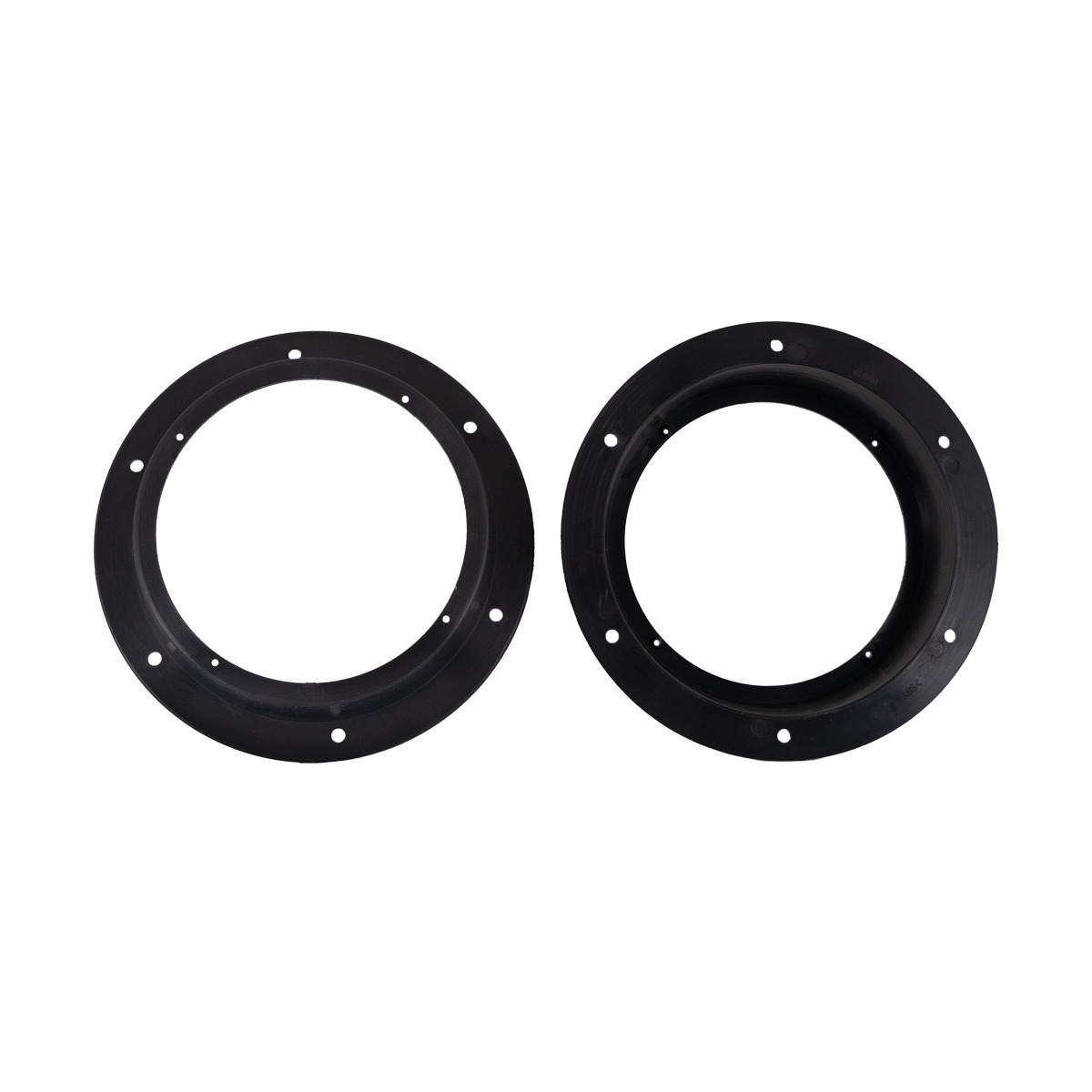 Auto-Connect Vw02Sa Two black metal circular mounting flanges with evenly spaced screw holes along the edge.