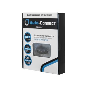 Auto-Connect WK1080FC 8 AWG / 10mm² wiring kit in box featuring 100% OFC copper