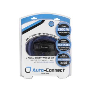 Auto-Connect WK352CCA car audio wiring kit with blue RCA cable, 2 AWG, and 100A fuse.