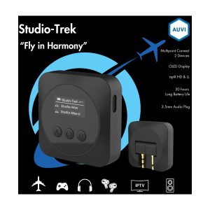 Studio-Trek Fly in Harmony wireless audio adapter with OLED display, multipoint for 2 devices, 3.5mm plug