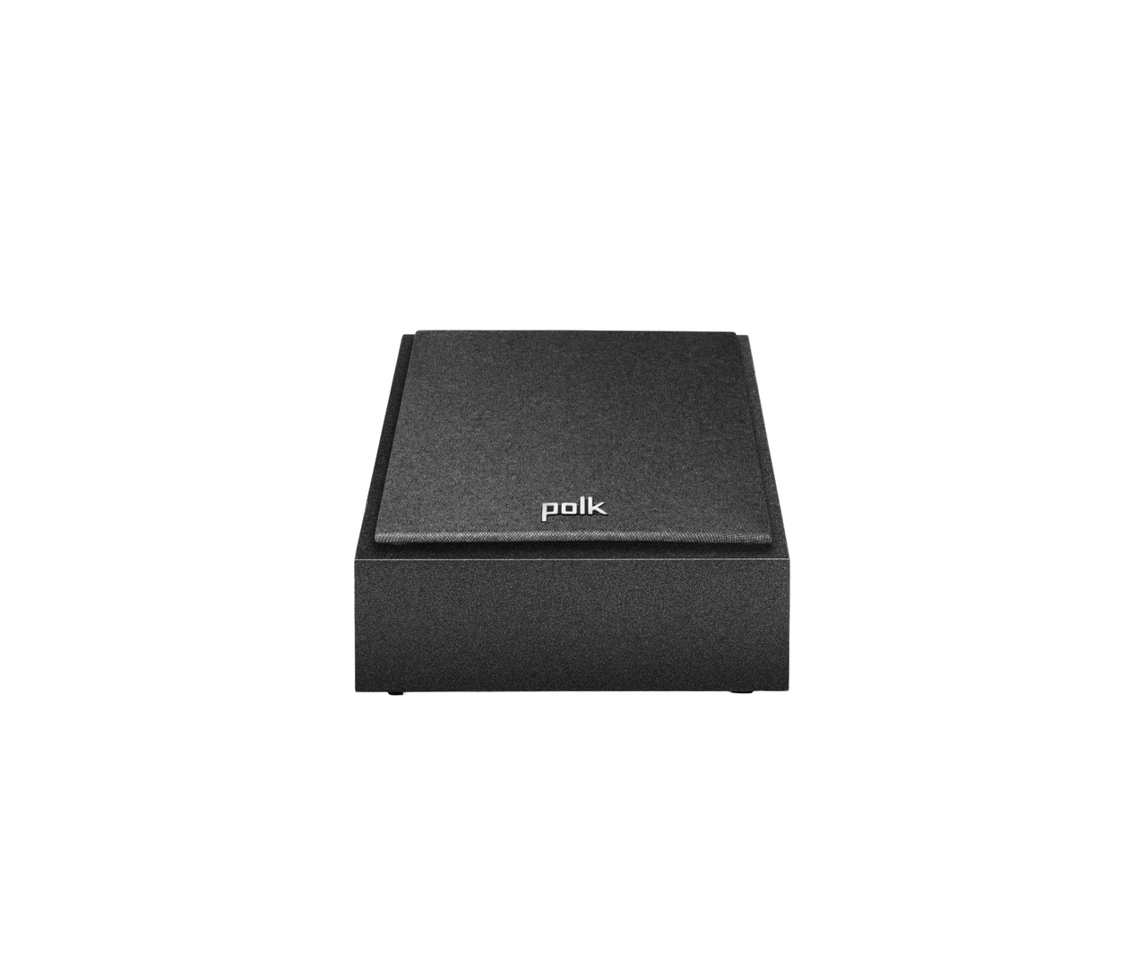Polk Monitor Xt90 Polk subwoofer in black textured cabinet with angled top panel.