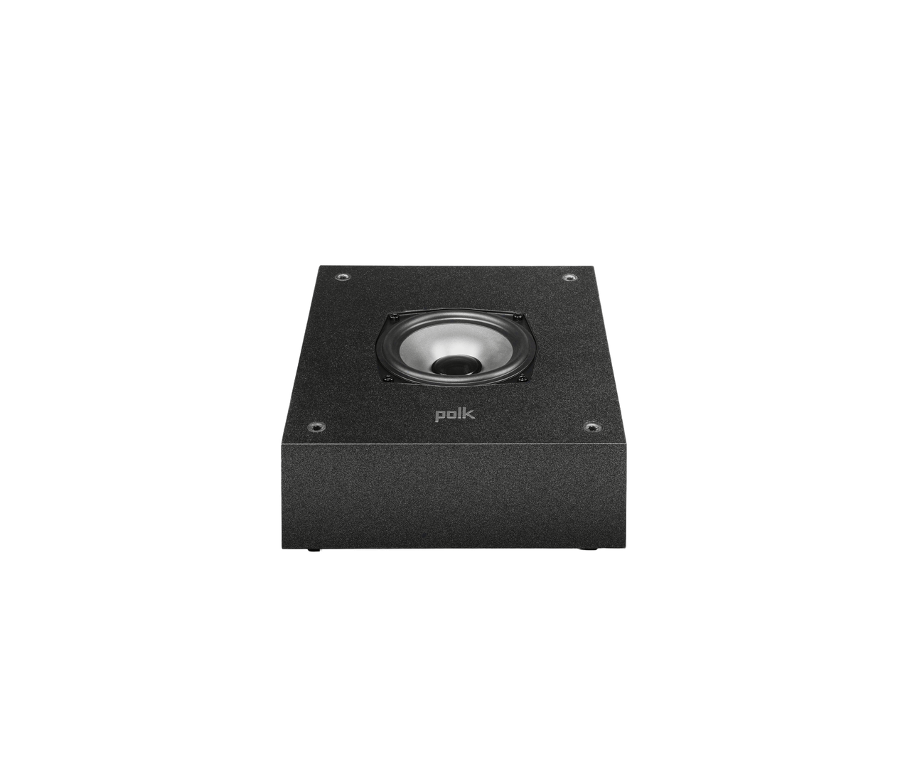 Polk Monitor Xt90 Polk audio powered subwoofer with a black textured cube cabinet and a top-mounted woofer.