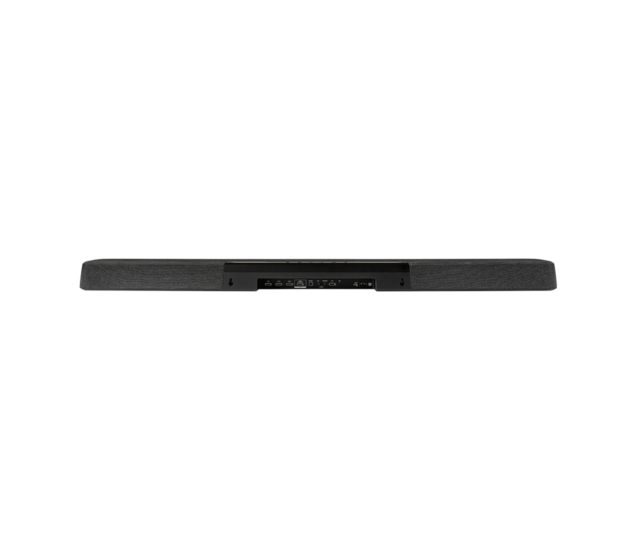 Polk Magnifi Max Ax Slim soundbar with fabric grille and recessed central control panel.