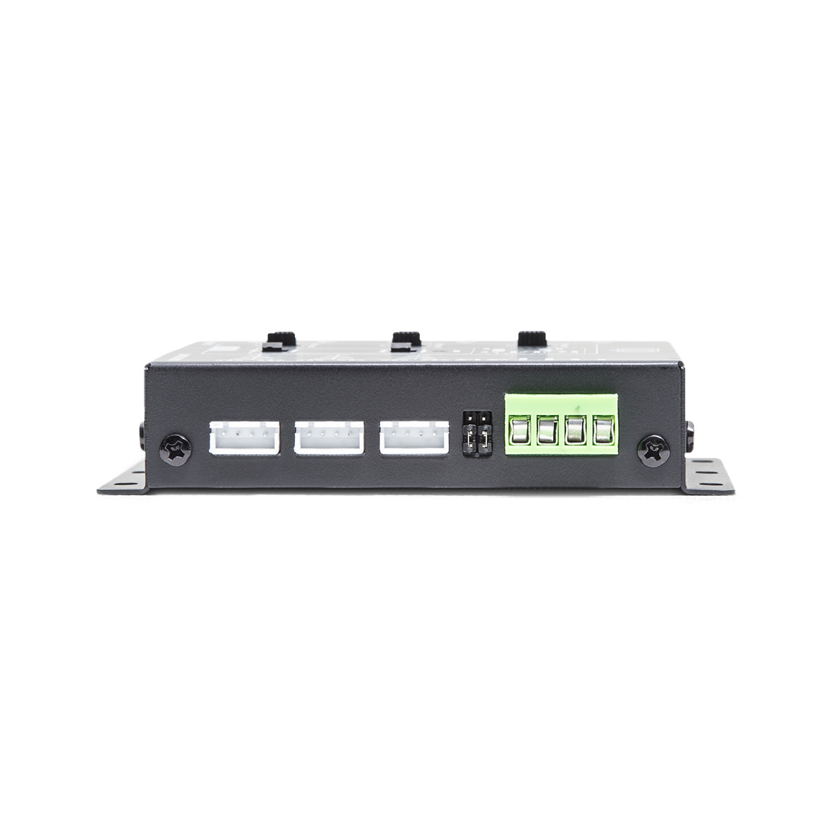 Dd Audio Sc6A Industrial usb hub module with three usb-a ports and a green 4-screw terminal block for power, with side mounting flanges.