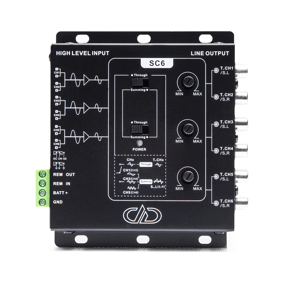 Dd Audio Sc6A Cd sc6 six-channel car audio crossover with high-level inputs and line outputs.