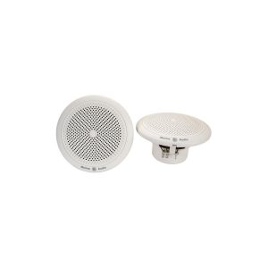 Marine Audio round speakers with perforated grills and mounting bases.