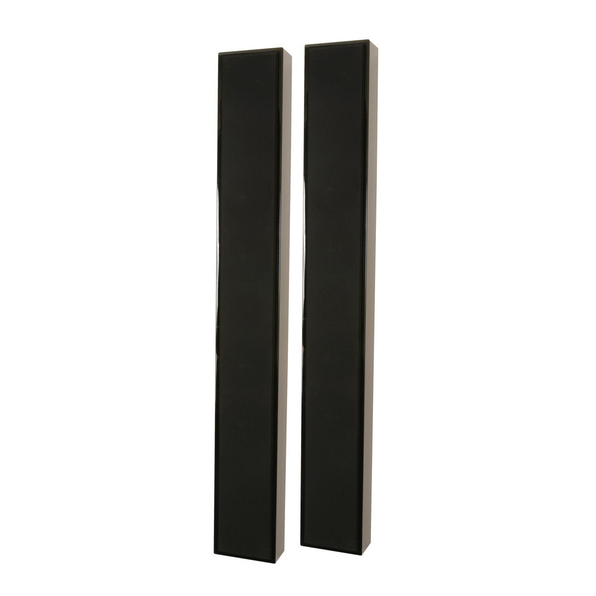 Dls Audio Fb-Sxl Pair of tall black floor-standing speakers with slim rectangular cabinets.