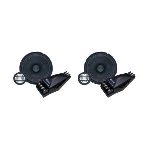 Maestro car audio subwoofer kit with two circular subwoofers and two black amplifier units.
