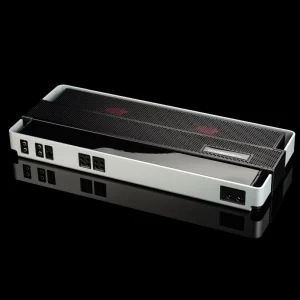 MOSCONI PRO-4-30-AAB Stylish black and silver electronic device with multiple ports and a sleek design, ideal for modern tech setups and gaming.
