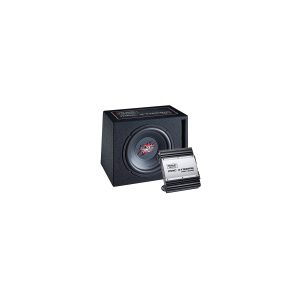 Mac Audio Mac Xtreme car subwoofer in a black enclosure with a silver amplifier.