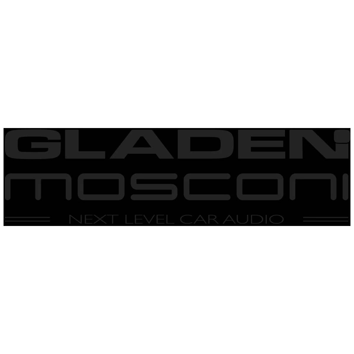 Mosconi 1-1000 Gladen mosconi logo on black banner featuring next level car audio tagline.