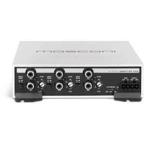 Mosconi Gladen DSP6T08 Pro six-channel car audio digital sound processor with multiple input jacks and level controls.