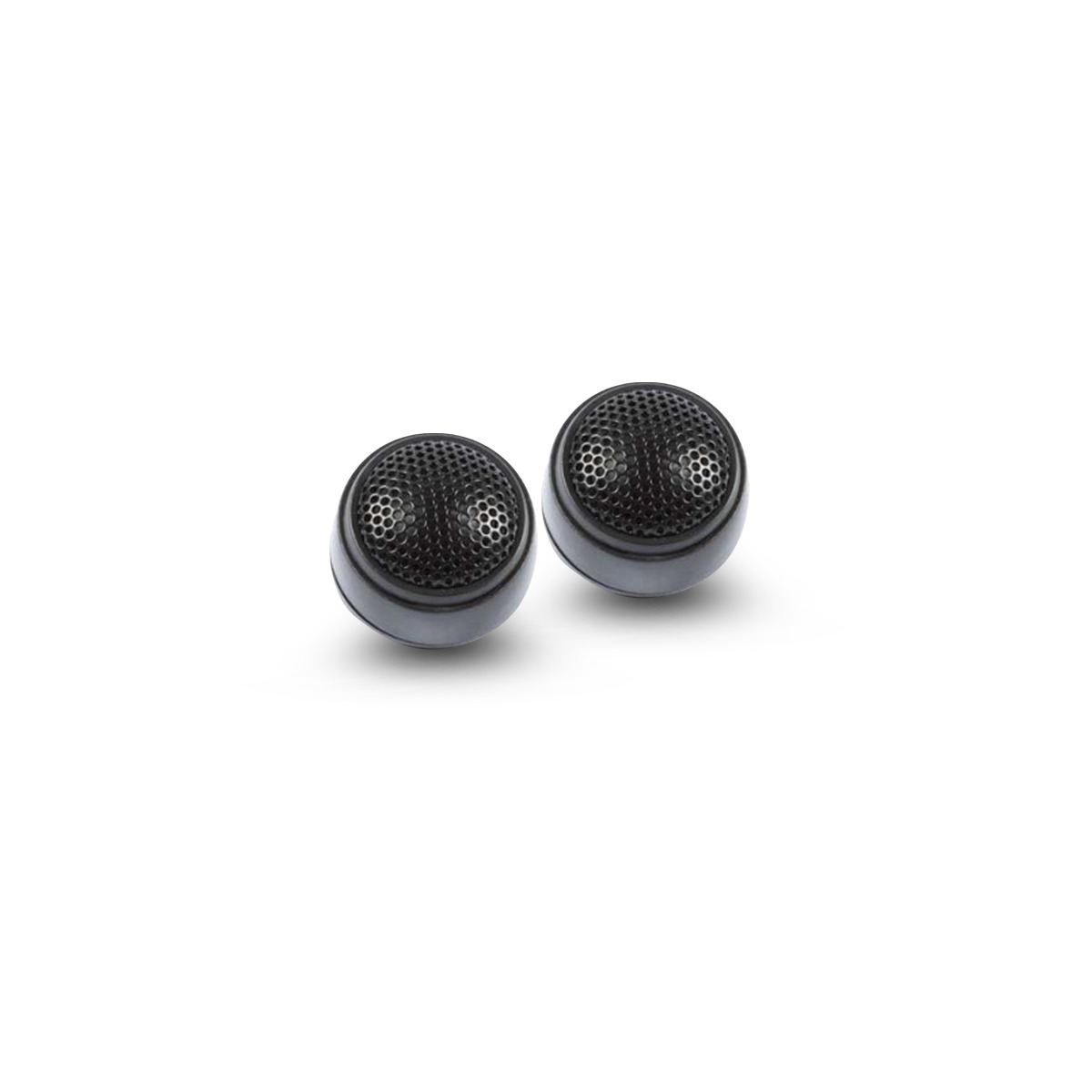 Phd Audio Cf6.3Kit Pair of black round earbud-style speaker drivers with perforated metal mesh.