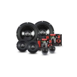 Adaptive Sound Systems car audio component speaker kit with two large woofers, two midrange drivers, two tweeters, and crossovers.