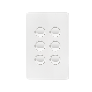 Kasta 240V 6 Gang Unison Rocker Switch Vertical
