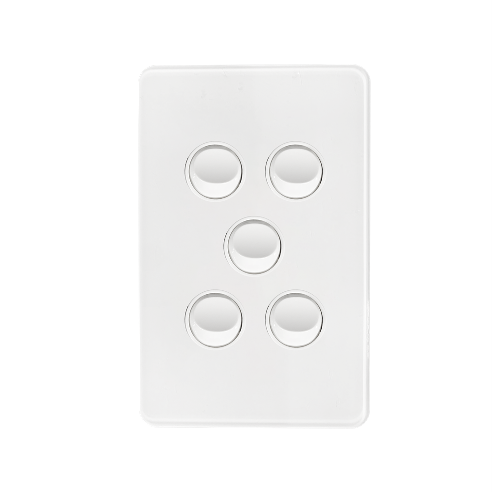 Kasta 240V 5 Gang Unison Rocker Switch Vertical Kasta 240v 5 gang unison rocker switch vertical