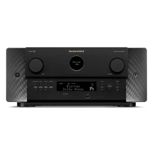 MARANTZ CINEMA 30 AV Amplifier with Blu-ray Dolby Atmos display, two large front knobs, and textured side panels.